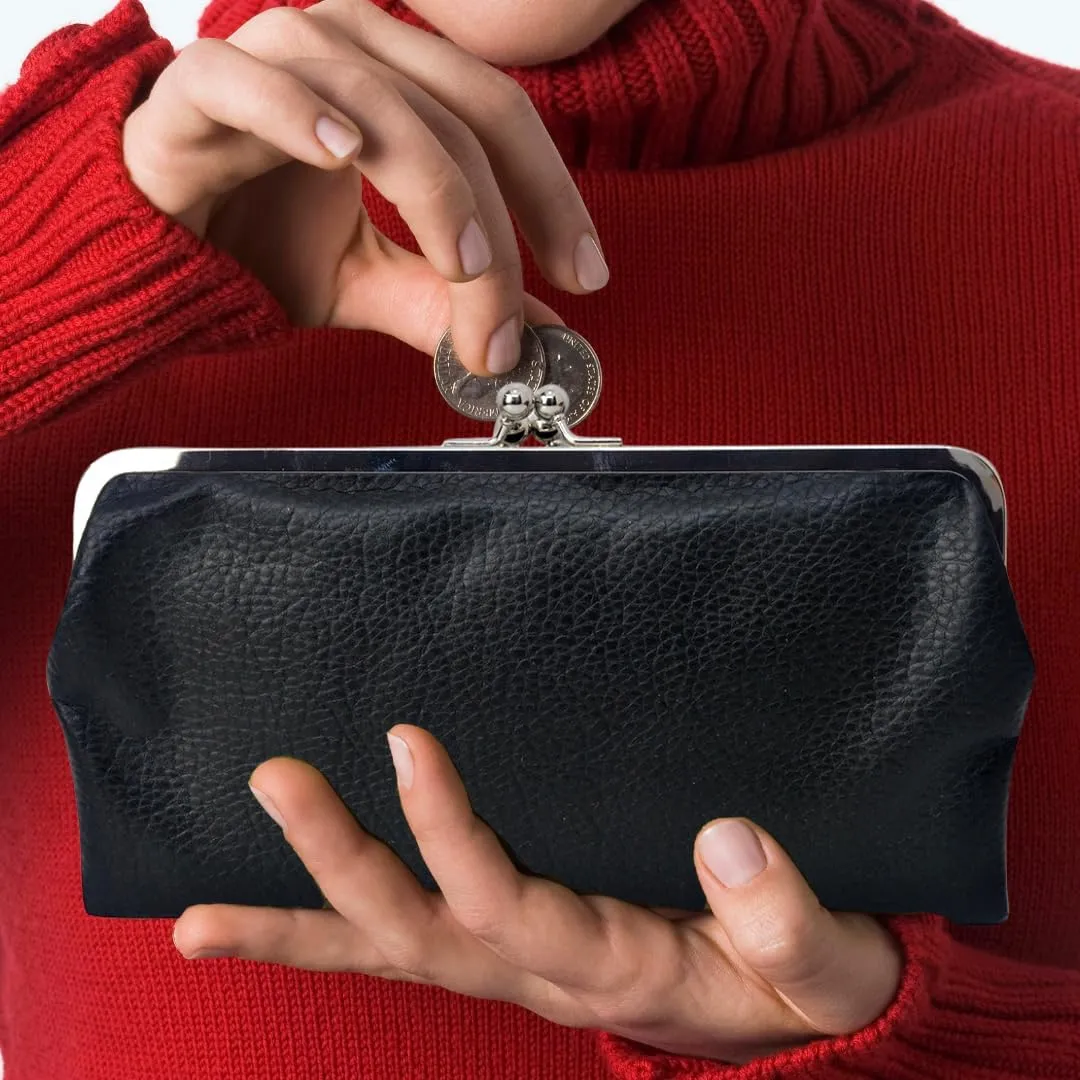Double Frame Vintage Style Clutch Purse, Women's Travel Wallet