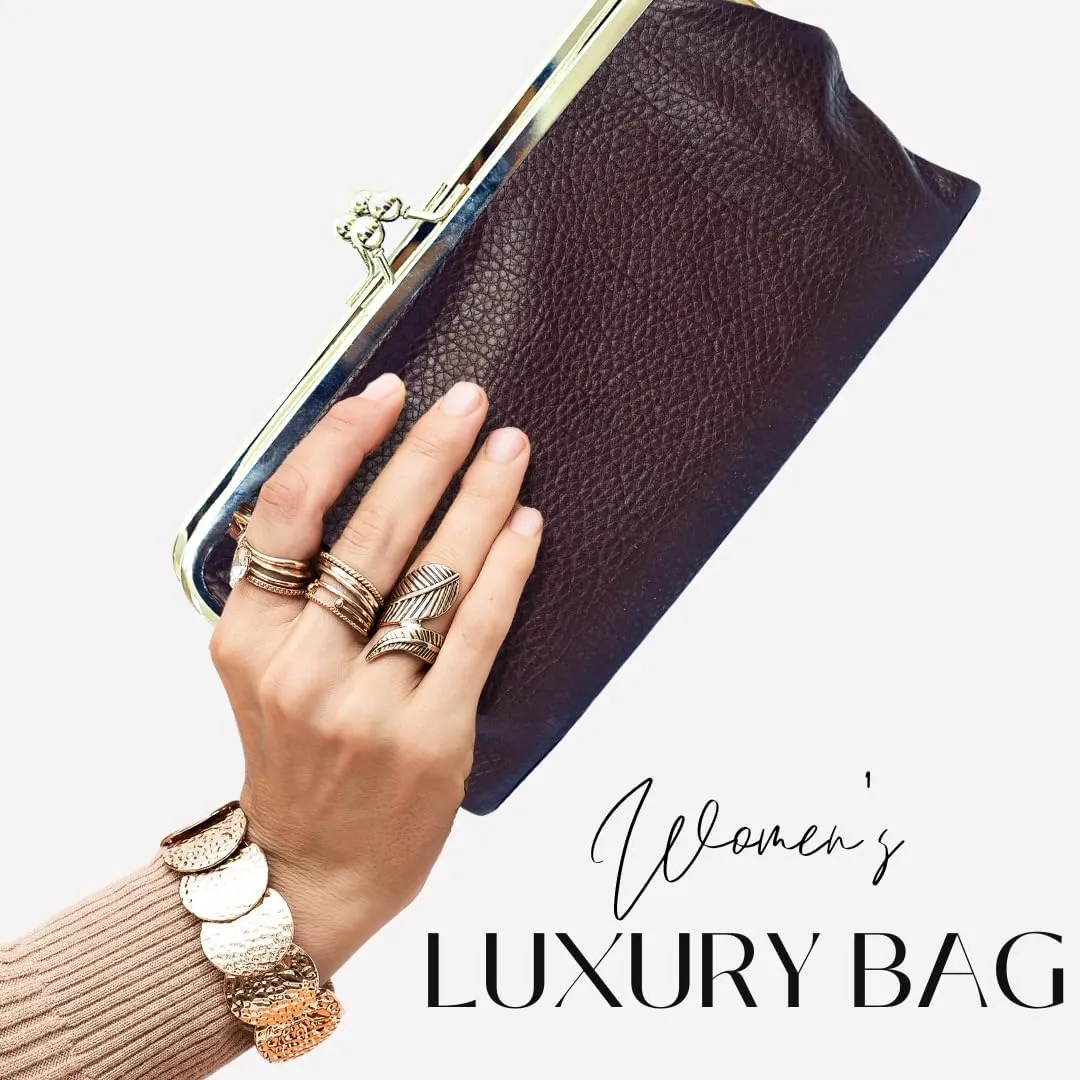 Double Frame Vintage Style Clutch Purse, Women's Travel Wallet