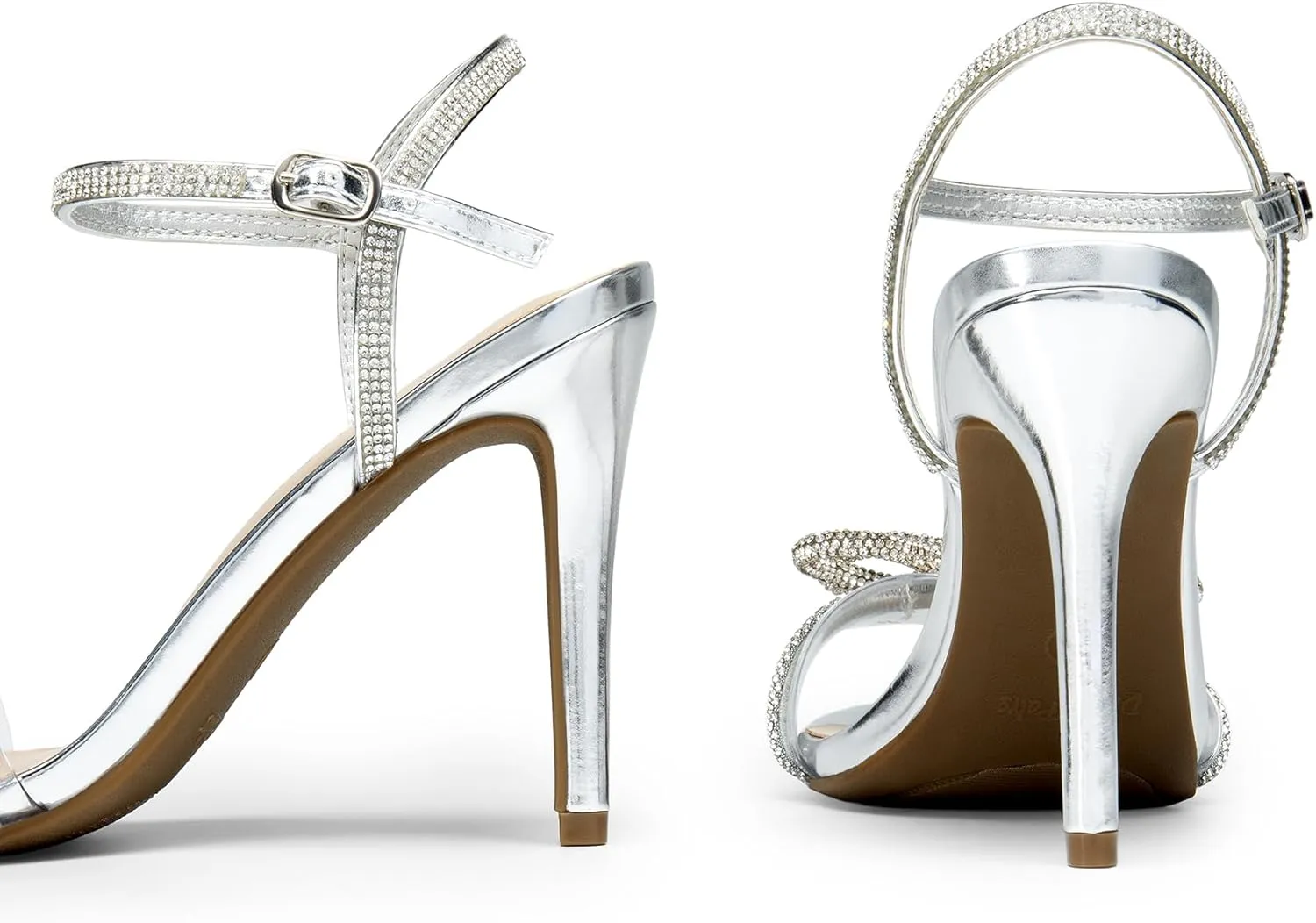 DREAM PAIRS Women's Heels Round Toe Rhinestone Double Bowknots Sparkly Stilettos Heeled Sandals Shoes for Party Evening