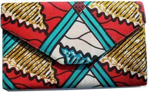Dupsie's Red, Turquoise, white African Print Clutch Purse