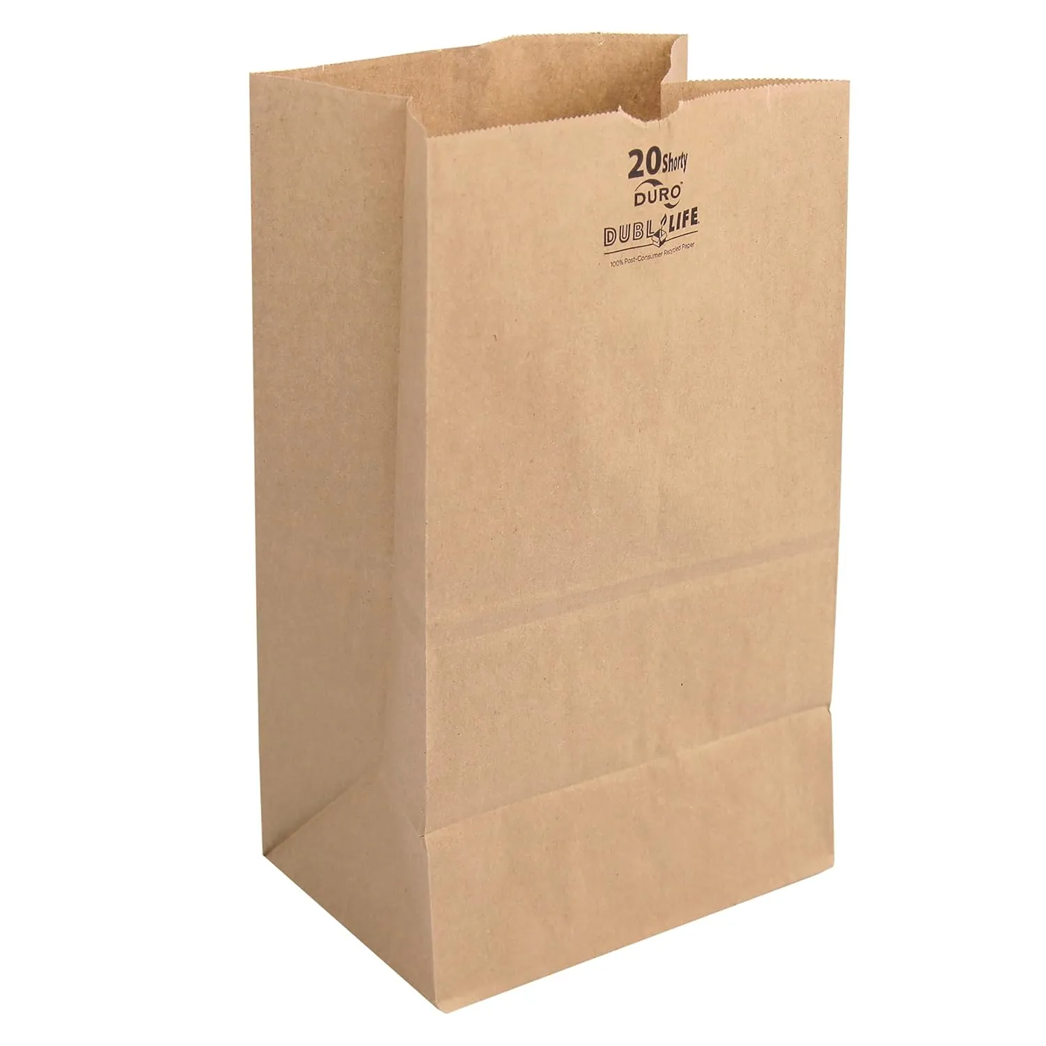 Duro Bag 20# Short SOS Bag 40# 100% Recycled Natural Kraft, Pack of 100 Bags