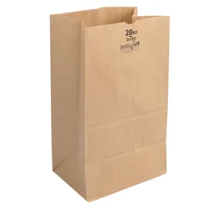 Duro Bag 20# Short SOS Bag 40# 100% Recycled Natural Kraft, Pack of 100 Bags