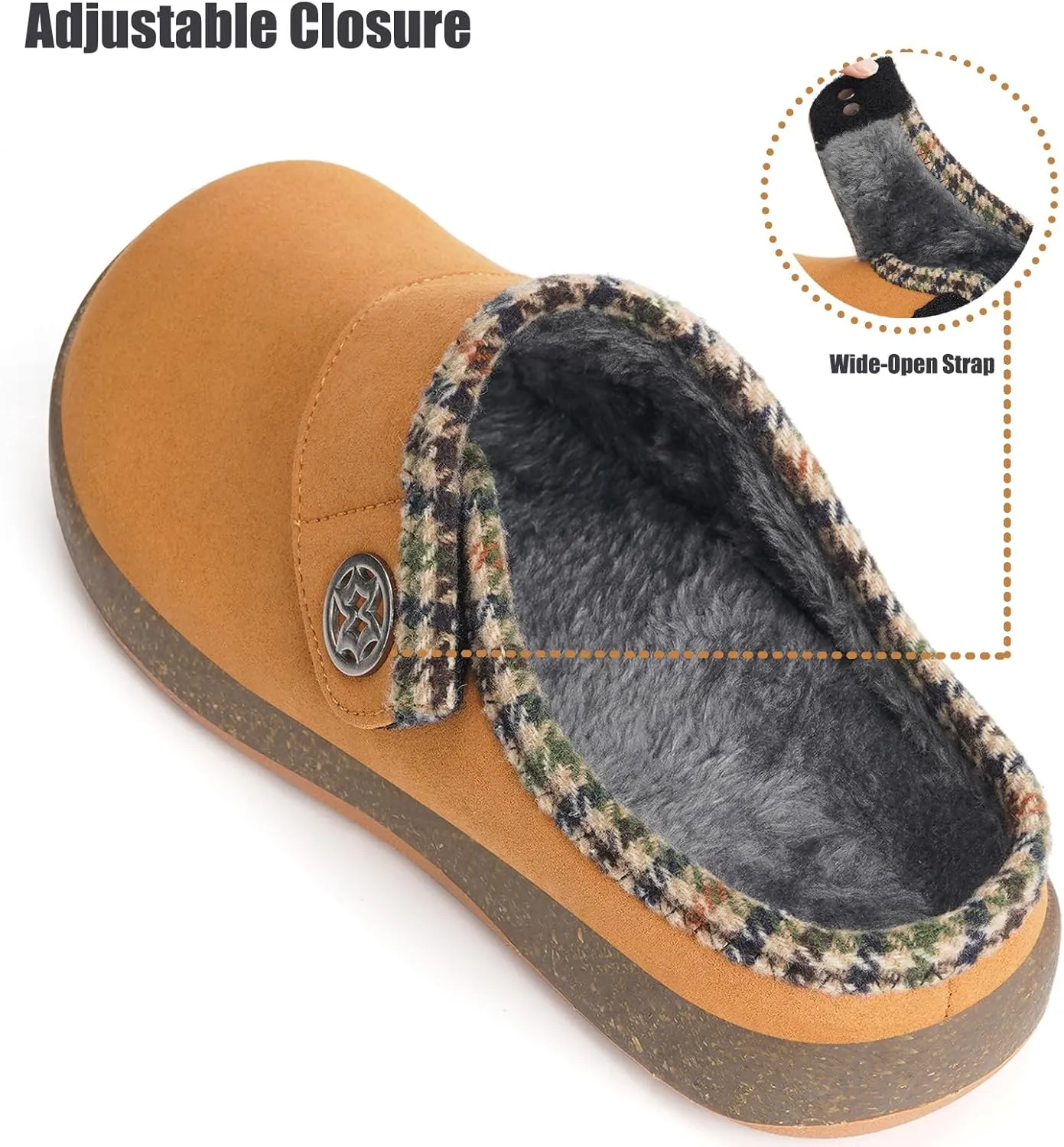 Eagsouni Women's Men's Slippers Suede Fuzzy Slippers with Arch Support Orthotic Winter Warm Fur Lined Slip on House Shoes Indoor Outdoor for Plantar Fasciitis