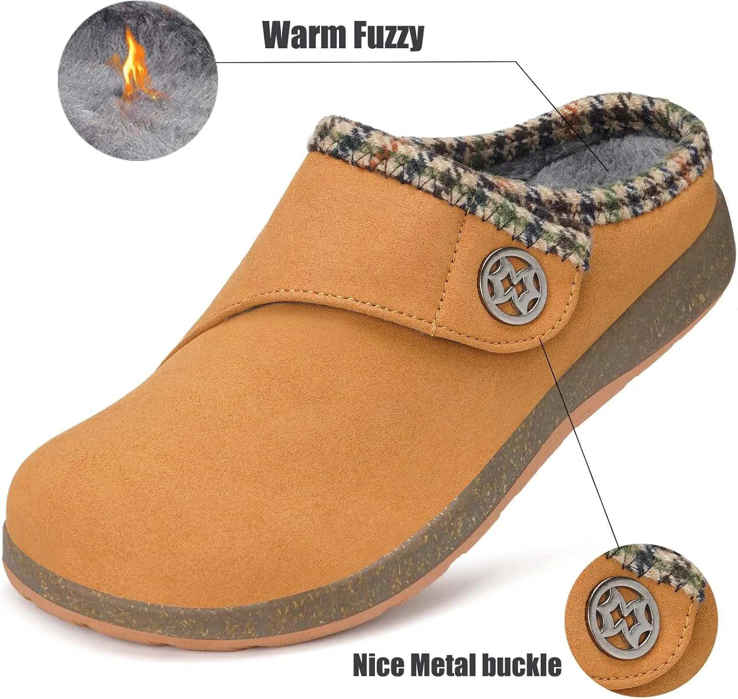 Eagsouni Women's Men's Slippers Suede Fuzzy Slippers with Arch Support Orthotic Winter Warm Fur Lined Slip on House Shoes Indoor Outdoor for Plantar Fasciitis