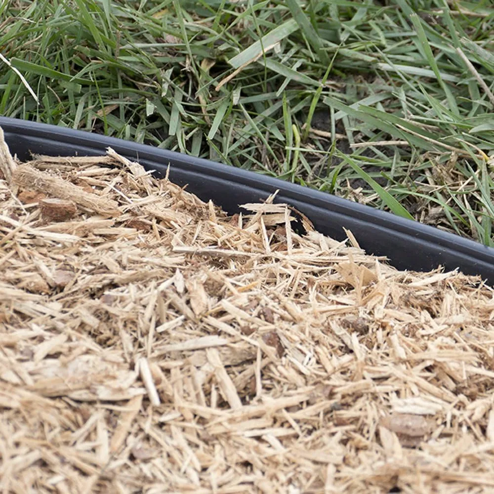 EasyFlex Heavy-Duty No-Dig Landscape Edging with BONUS Anchoring Spikes, 1.7 in. Tall Straight Top Commercial Grade Plastic Garden Border, 100 Foot Kit, Black (3100-100CXX)