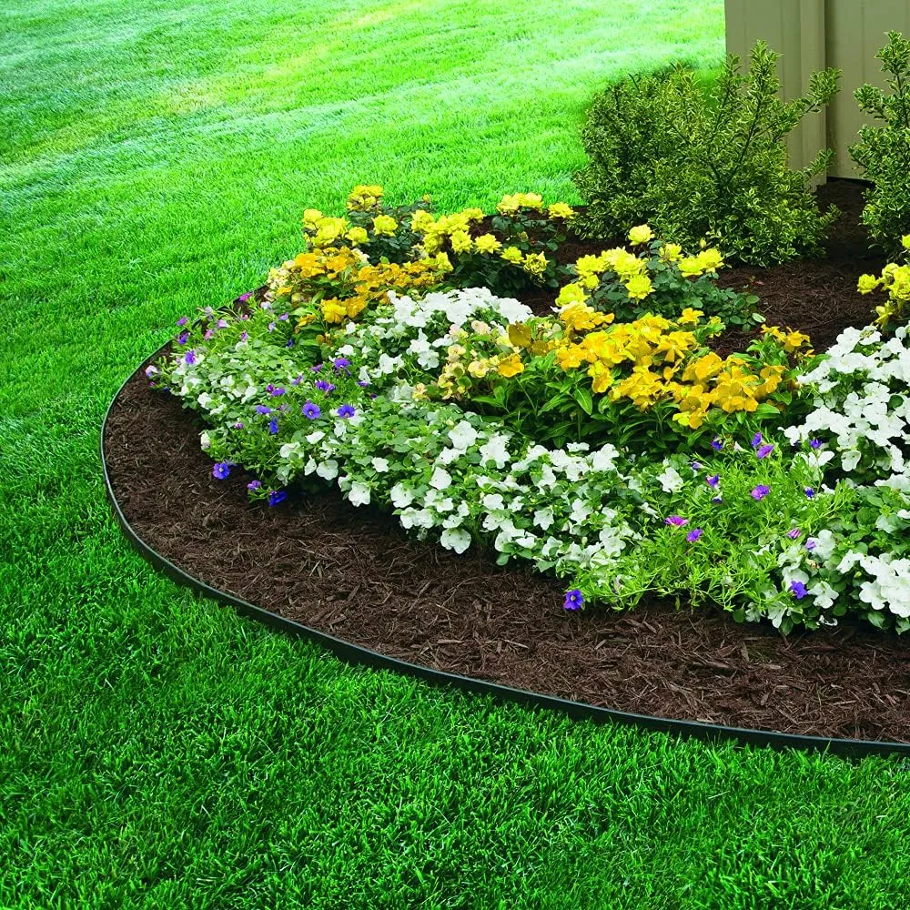 EasyFlex Heavy-Duty No-Dig Landscape Edging with BONUS Anchoring Spikes, 1.7 in. Tall Straight Top Commercial Grade Plastic Garden Border, 100 Foot Kit, Black (3100-100CXX)