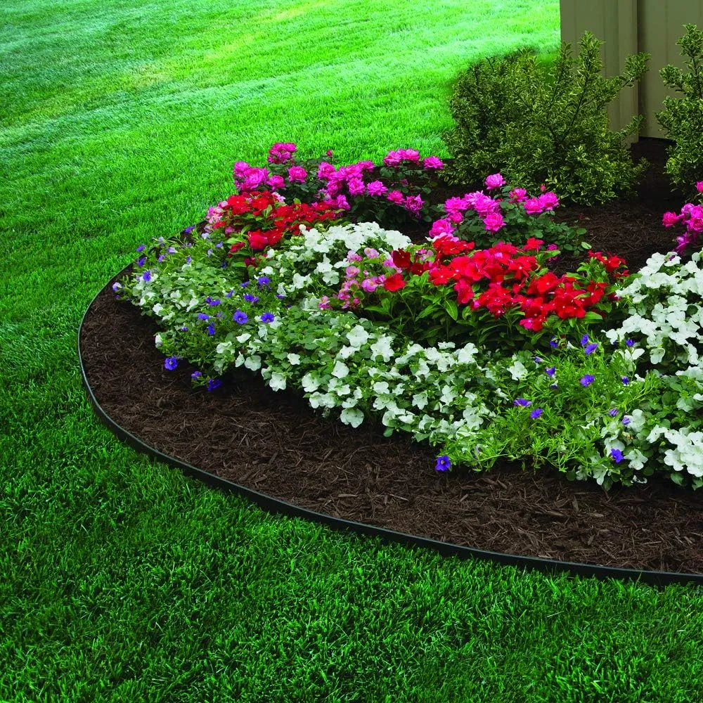 EasyFlex Heavy-Duty No-Dig Landscape Edging with BONUS Anchoring Spikes, 1.7 in. Tall Straight Top Commercial Grade Plastic Garden Border, 100 Foot Kit, Black (3100-100CXX)