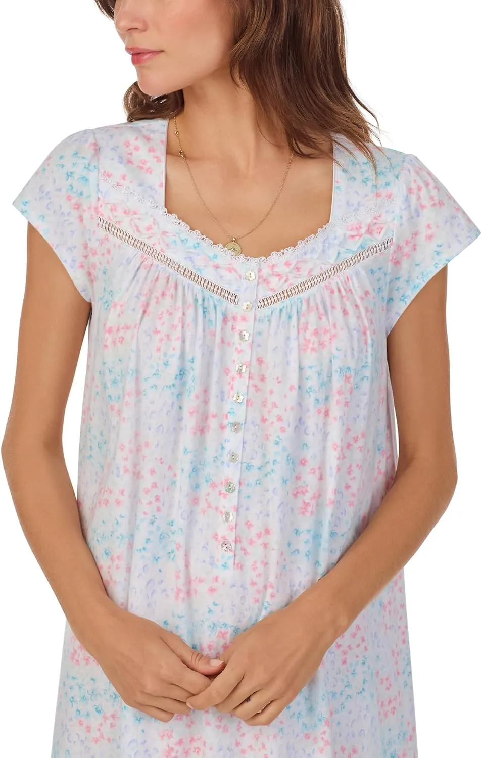 Eileen West Women's Cap Sleeve Long Nightgown