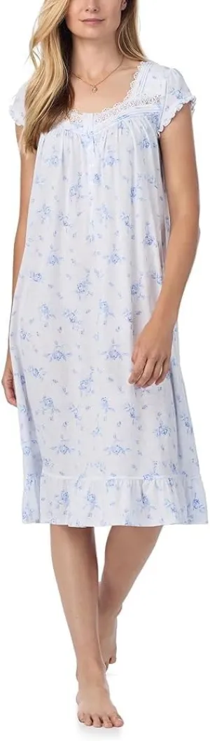 Eileen West Women's Plus Size Cap Sleeve Lace-Trim Waltz Nightgown