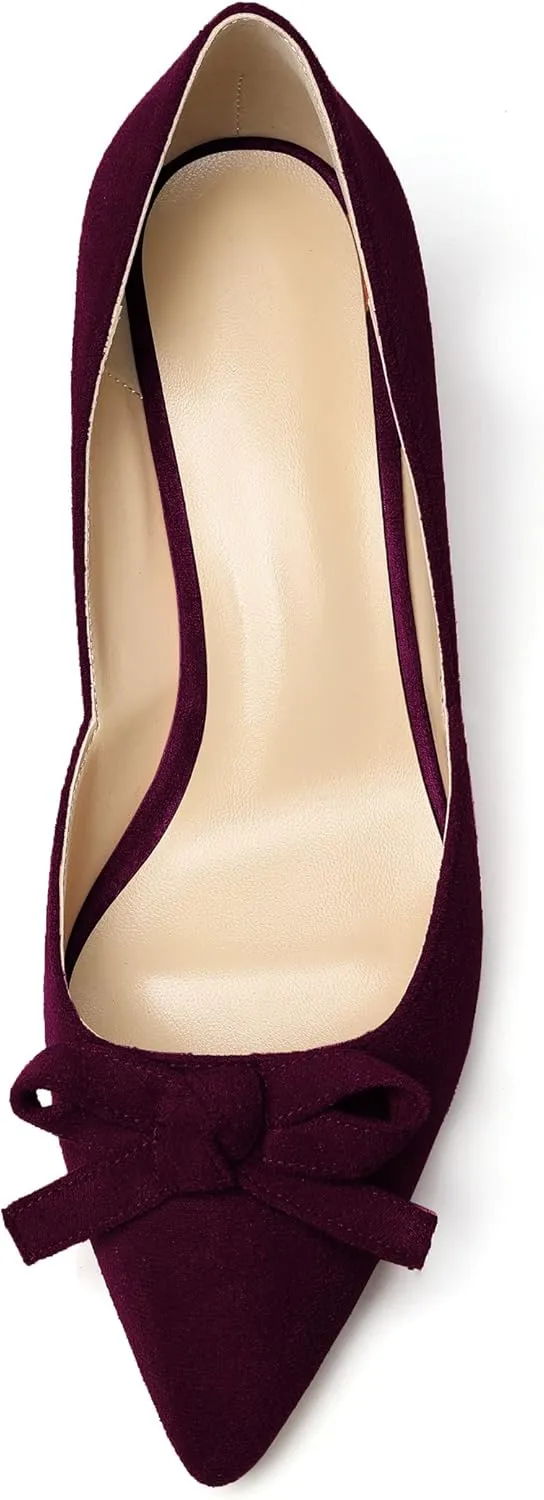 Eldof Women's D'Orsay Slip On Block Heels Pointed Toe Cut Out Comfortable 2 Inch Mid Block Heel Pumps Casual Office Ladies Shoes