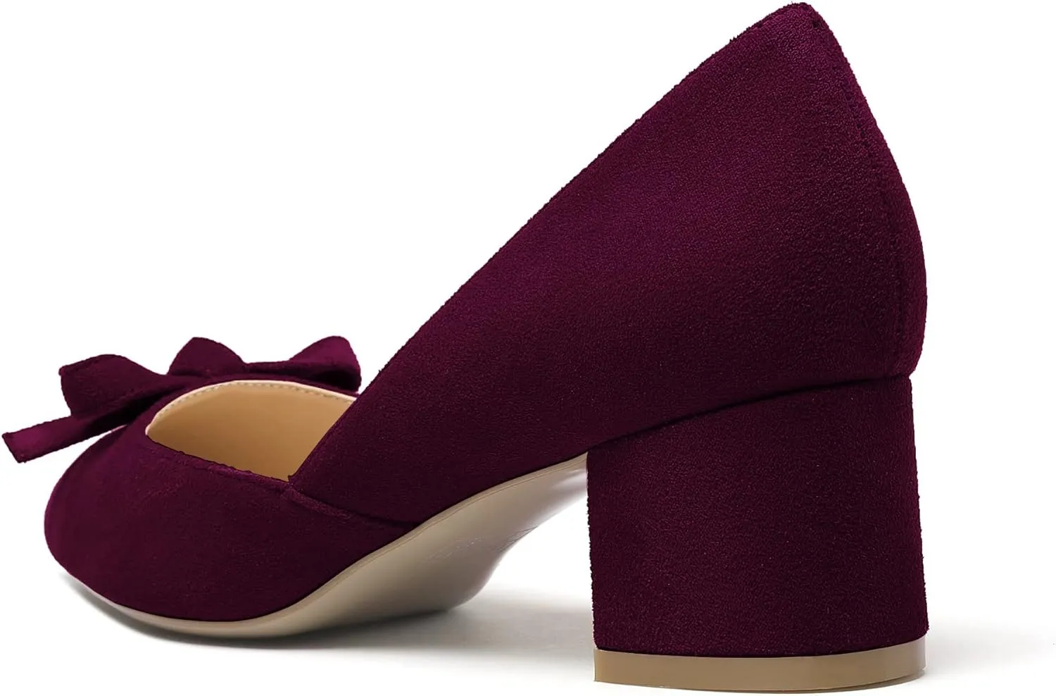 Eldof Women's D'Orsay Slip On Block Heels Pointed Toe Cut Out Comfortable 2 Inch Mid Block Heel Pumps Casual Office Ladies Shoes