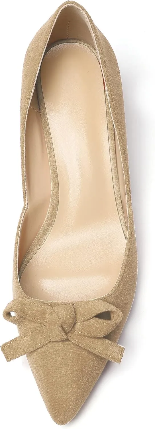 Eldof Women's D'Orsay Slip On Block Heels Pointed Toe Cut Out Comfortable 2 Inch Mid Block Heel Pumps Casual Office Ladies Shoes