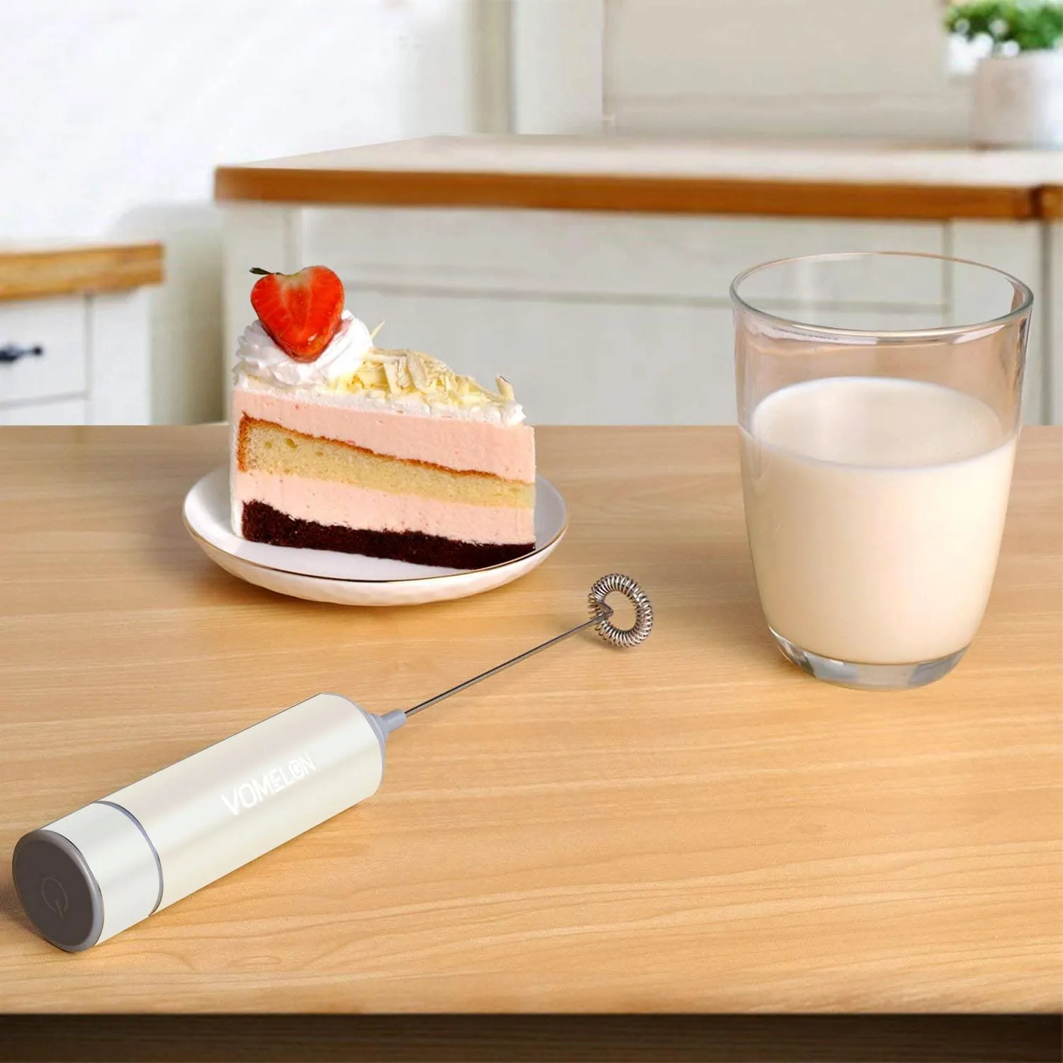 Electric Milk Frother Handheld,Travel Coffee Drink Mixer Batteries Included, 304 Stainless Steel Whisk for latte Cappuccino,Bulletproof Coffee Hot Chocolate,Egg White