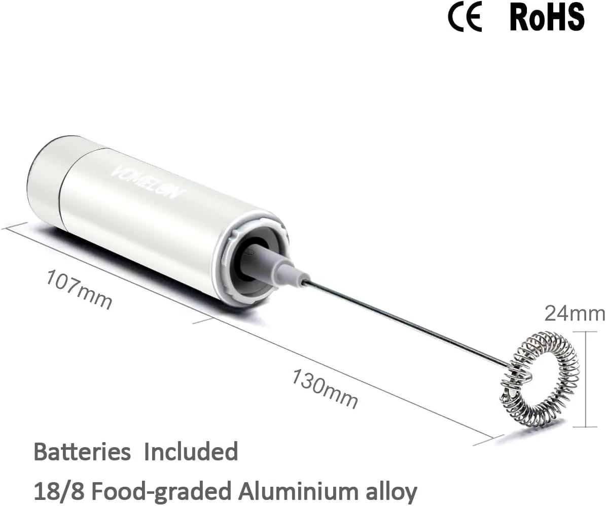 Electric Milk Frother Handheld,Travel Coffee Drink Mixer Batteries Included, 304 Stainless Steel Whisk for latte Cappuccino,Bulletproof Coffee Hot Chocolate,Egg White