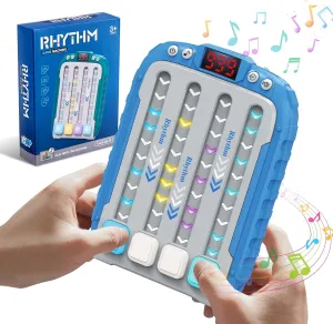 Electronic Music Rhythm Game Machine, Handheld Game for Kids, Travel Game Fast Press Push Game Fidget Toy, Autism Toy Puzzle Game with Music & Light, Toys Gifts for Boys Girls Ages 3-12 (Blue)