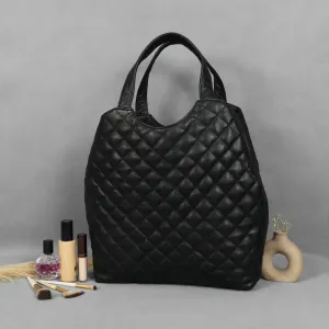 Elegant Black Pure Leather Tote Bag for Women – Classic & Versatile. BG-1632