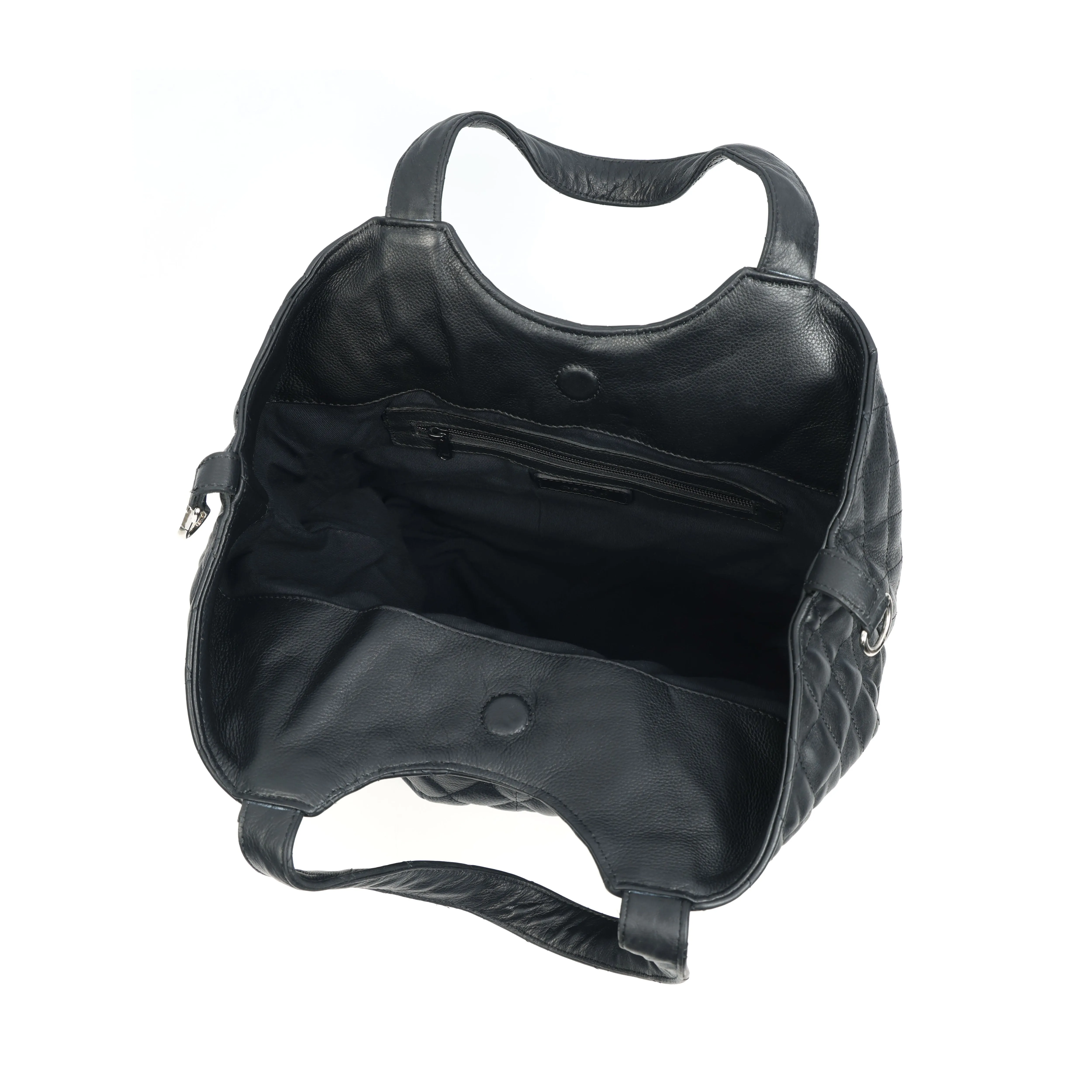 Elegant Black Pure Leather Tote Bag for Women – Classic & Versatile. BG-1632