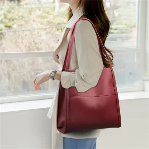Elmyse Solid Color Simple Genuine Leather Shoulder Bag, Elmsye Crossbody Purse, Elmyse Waterproof Bag for Women