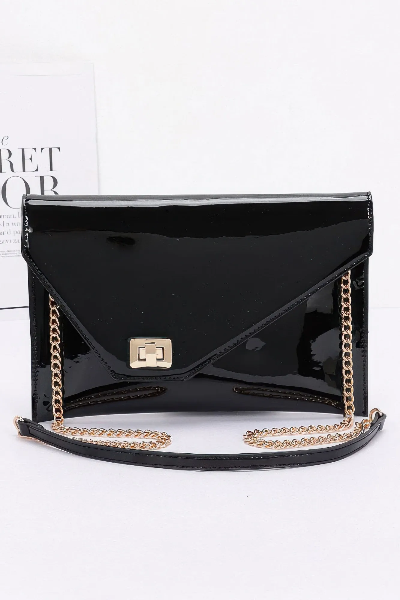 Enamel Envelope Clutch