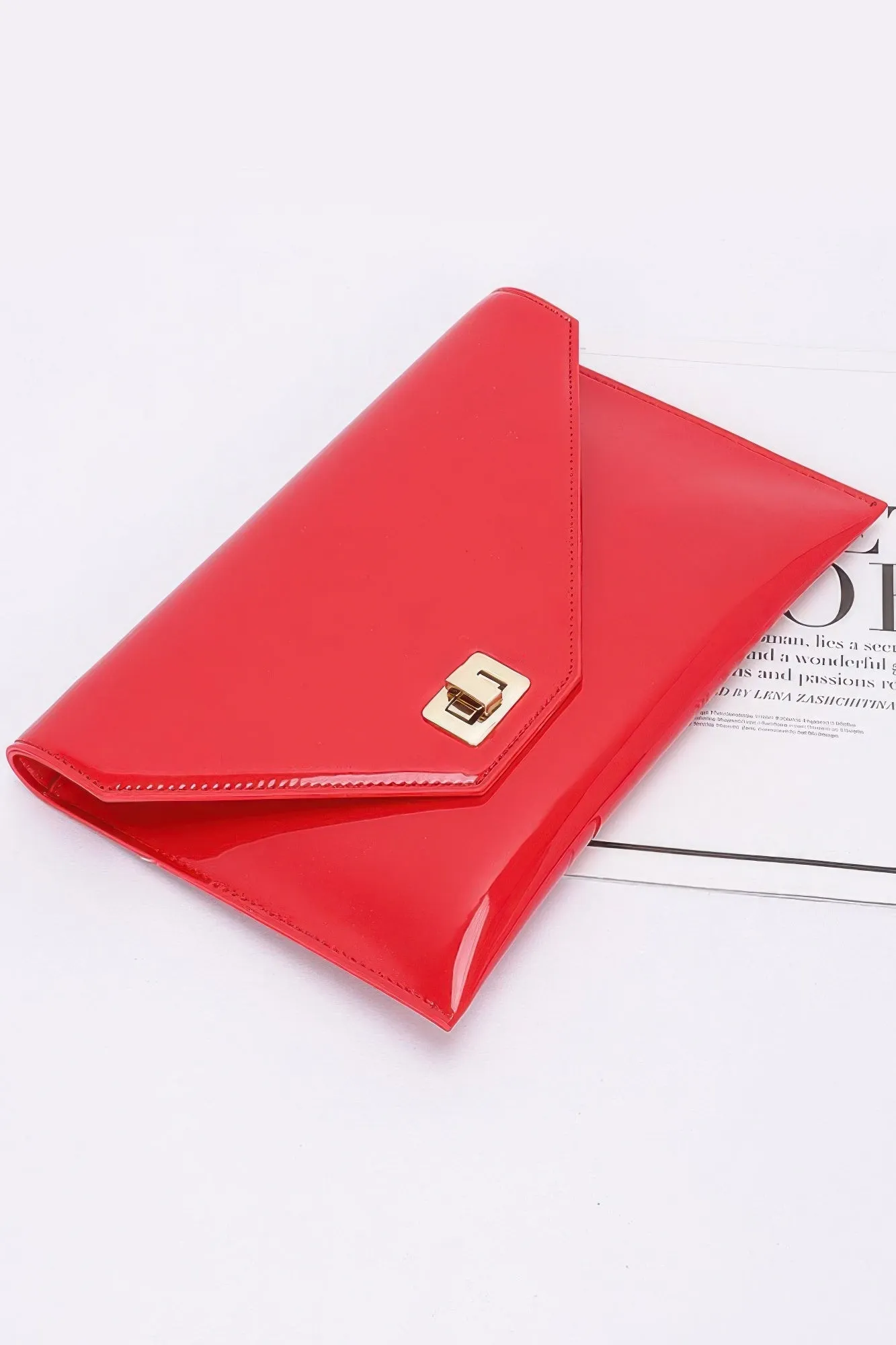 Enamel Envelope Clutch