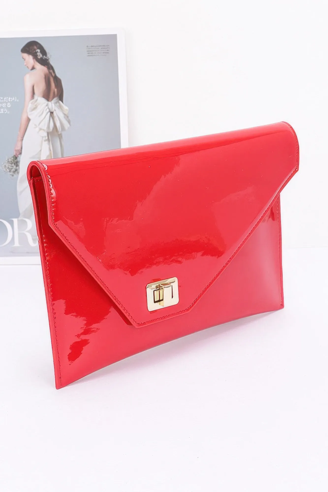 Enamel Envelope Clutch