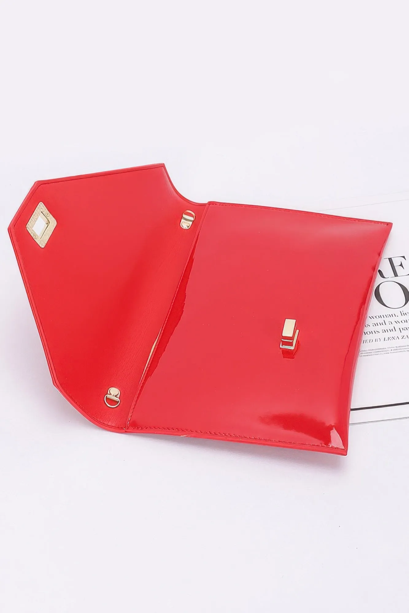 Enamel Envelope Clutch