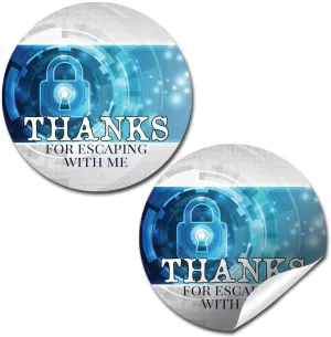 Escape Room Themed Birthday Thank You Sticker Labels for Kids, 40 2" Party Circle Stickers by AmandaCreation, Great for Party Favors, Envelope Seals & Goodie Bags