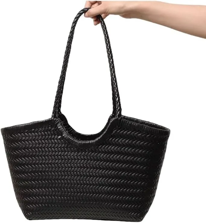 EvaLuLu Handwoven Leather Tote Bag Shoulder Bag