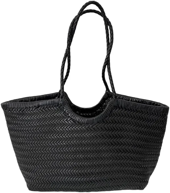 EvaLuLu Handwoven Leather Tote Bag Shoulder Bag