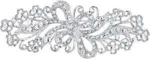 EVER FAITH Wedding Filigree Bowknot Brooch Clear Austrian Crystal for Women