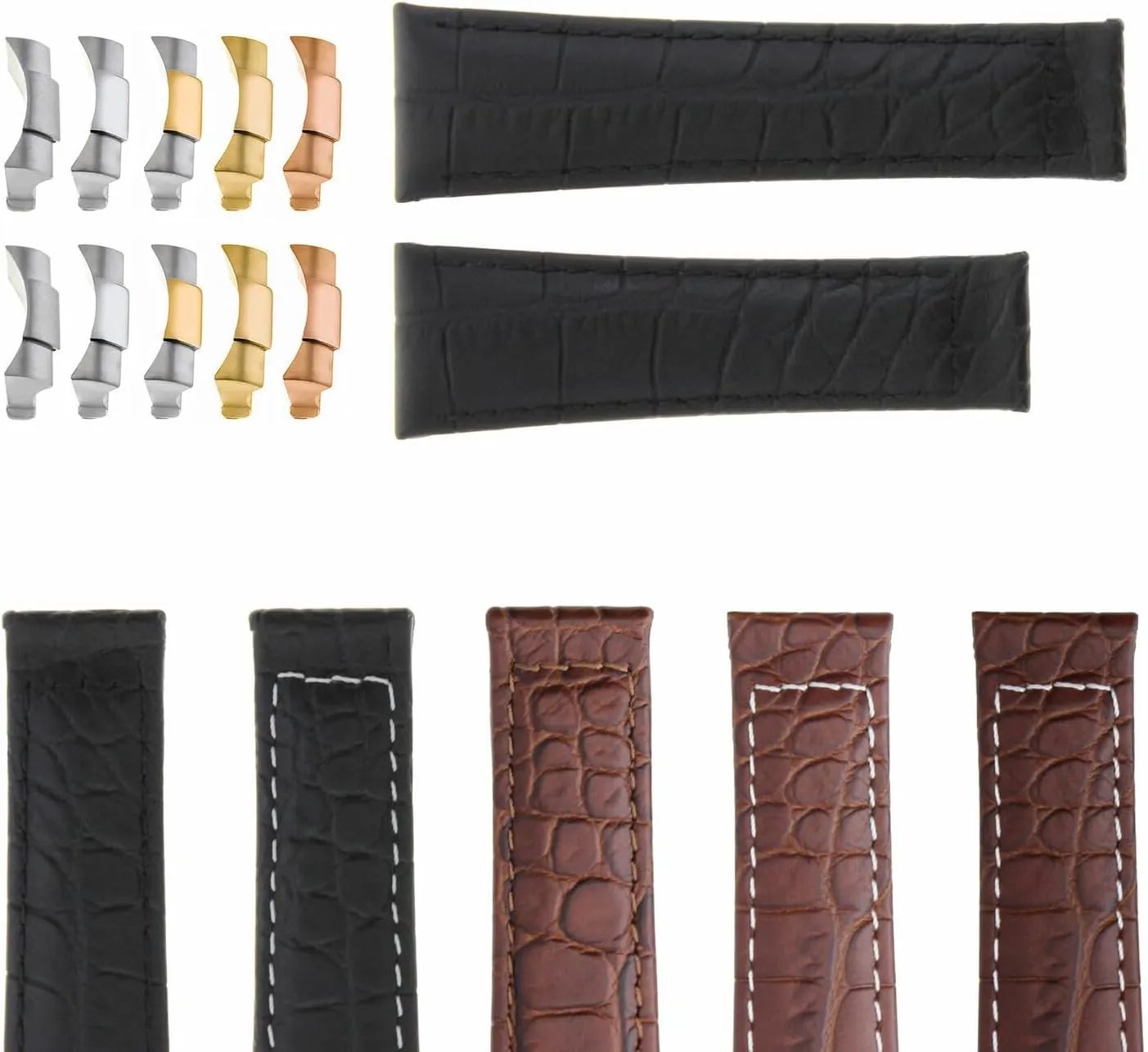 Ewatchparts 20mm Leather Watch Band Strap Compatible With Rolex Daytona End Pieces Short Medium