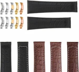 Ewatchparts 20mm Leather Watch Band Strap Compatible With Rolex Daytona End Pieces Short Medium