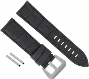 Ewatchparts 22mm Genuine Leather Watch Band Strap Compatible With Pam Panerai Marina Luminor Tube Black