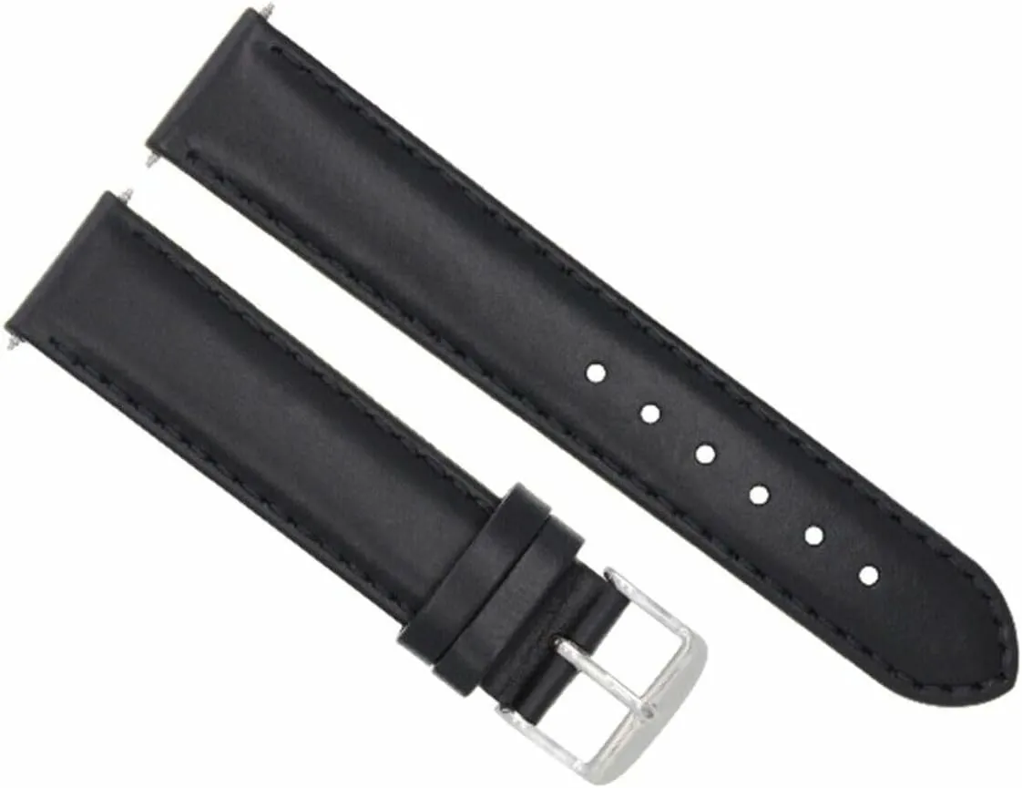 Ewatchparts 22mm Smooth Leather Watch Band Strap Compatible With IWC Pilot Portuguese Chronograph Black