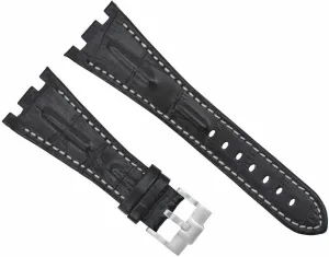 Ewatchparts 28mm Leather Watch Band Strap Compatible With Ap 42mm Audemars Piguet Roo Black White