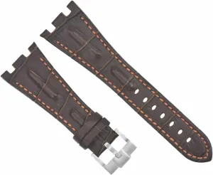 Ewatchparts 28mm Leather Watch Band Strap Compatible With Ap 42mm Audemars Piguet Roo Brown With Orange Stitching