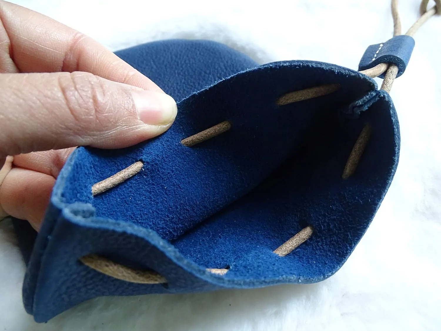 Fantastic Workmanship Genuine Leather Drawstring Coin Purse