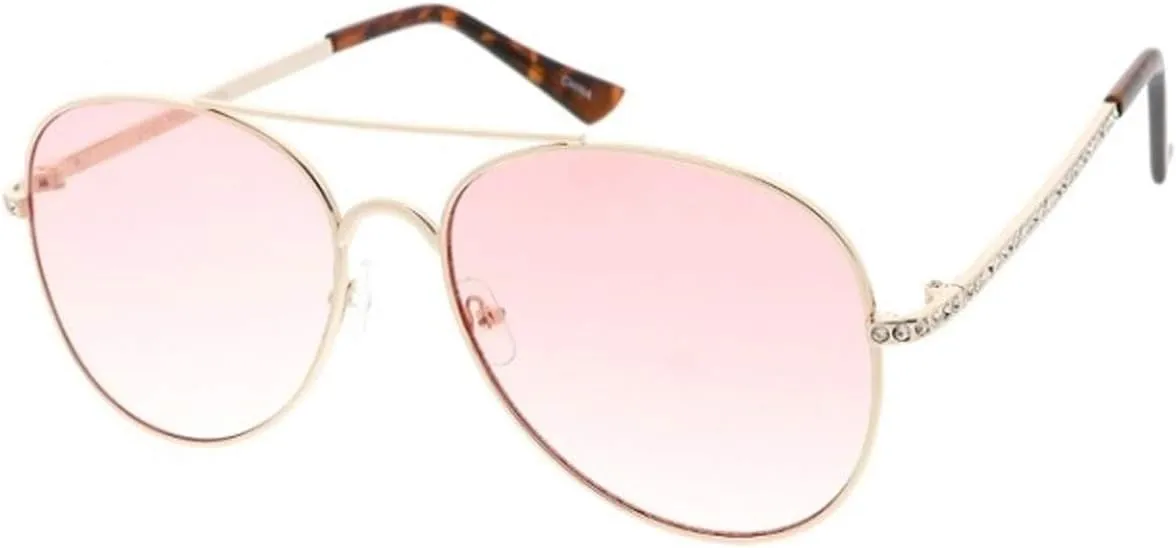 Fashion Culture Unisex Bijou Crystal Embellished 60 mm Aviator Sunglasses