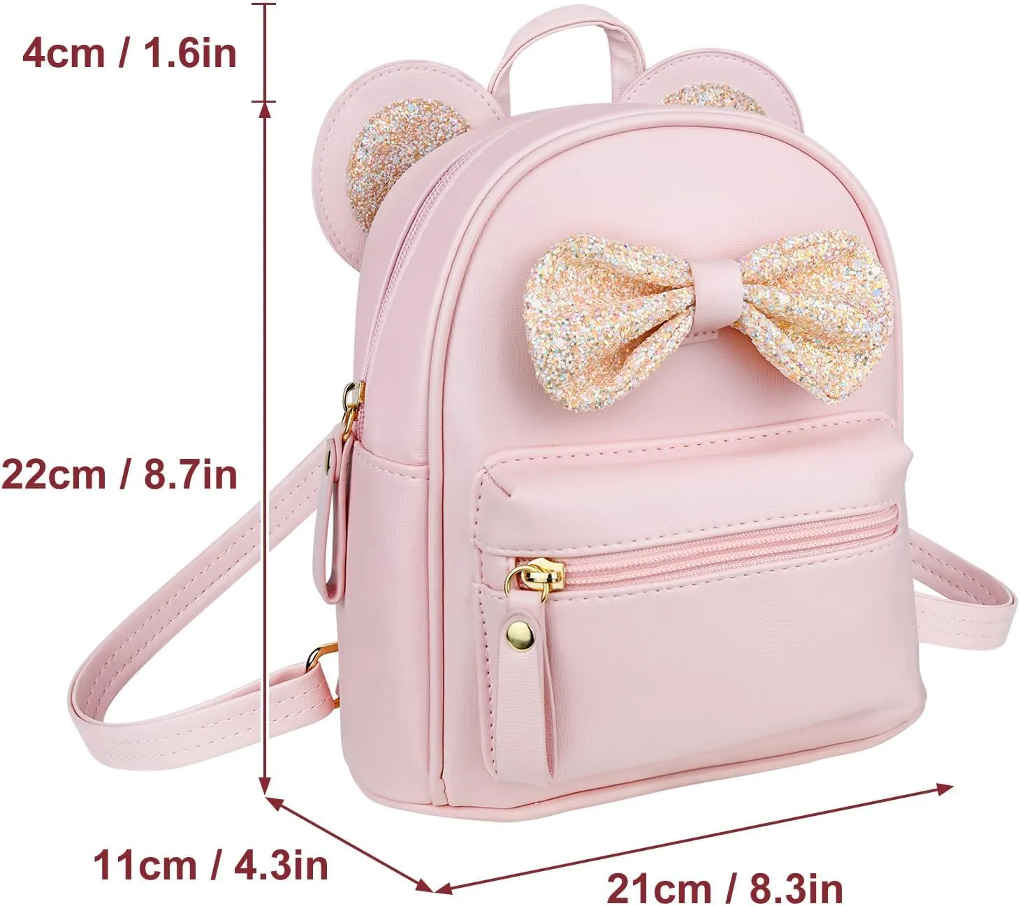 Fashion Cutest Cartoon Toddler PU Bag Mini Travelling School Shoulder Backpack for Teen Little Girl Women (pink2)