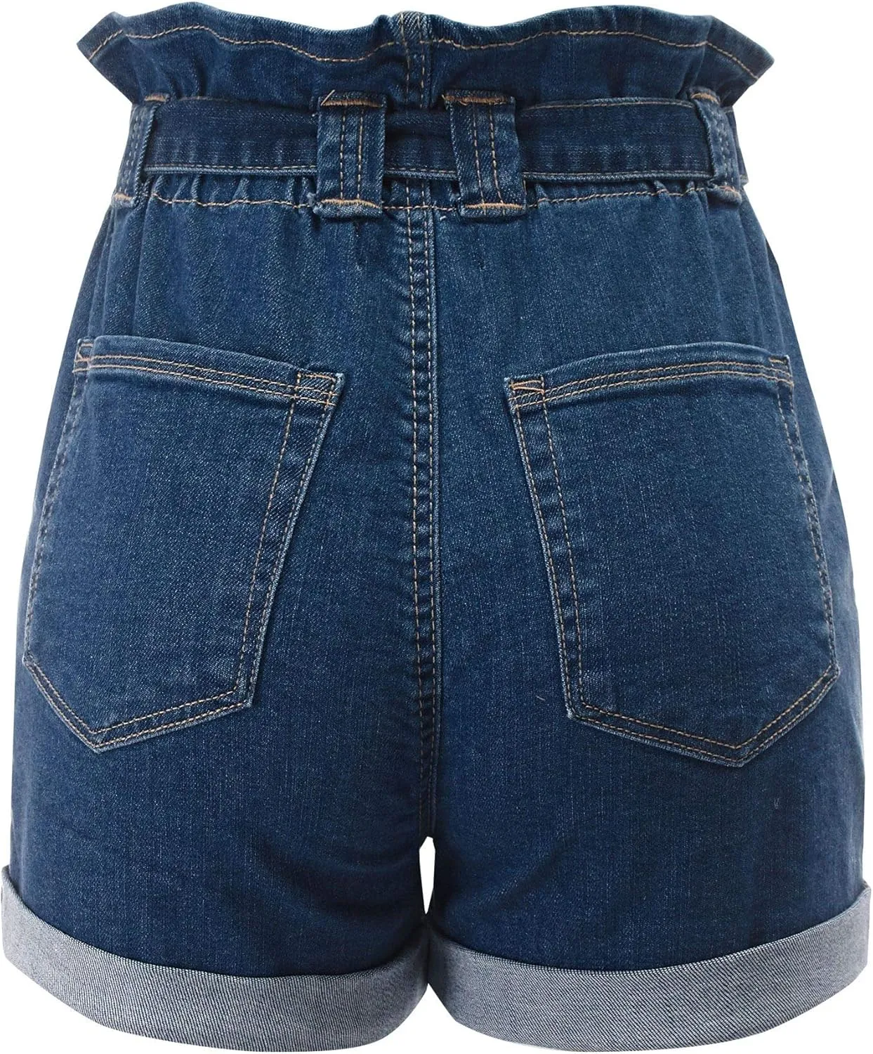 FashionMille Women's Casual High Waisted Rolled Denim Paper Bag Bowknot Waist Jean Shorts