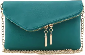 FashionPuzzle Envelope Wristlet Clutch Crossbody Bag with Chain Strap