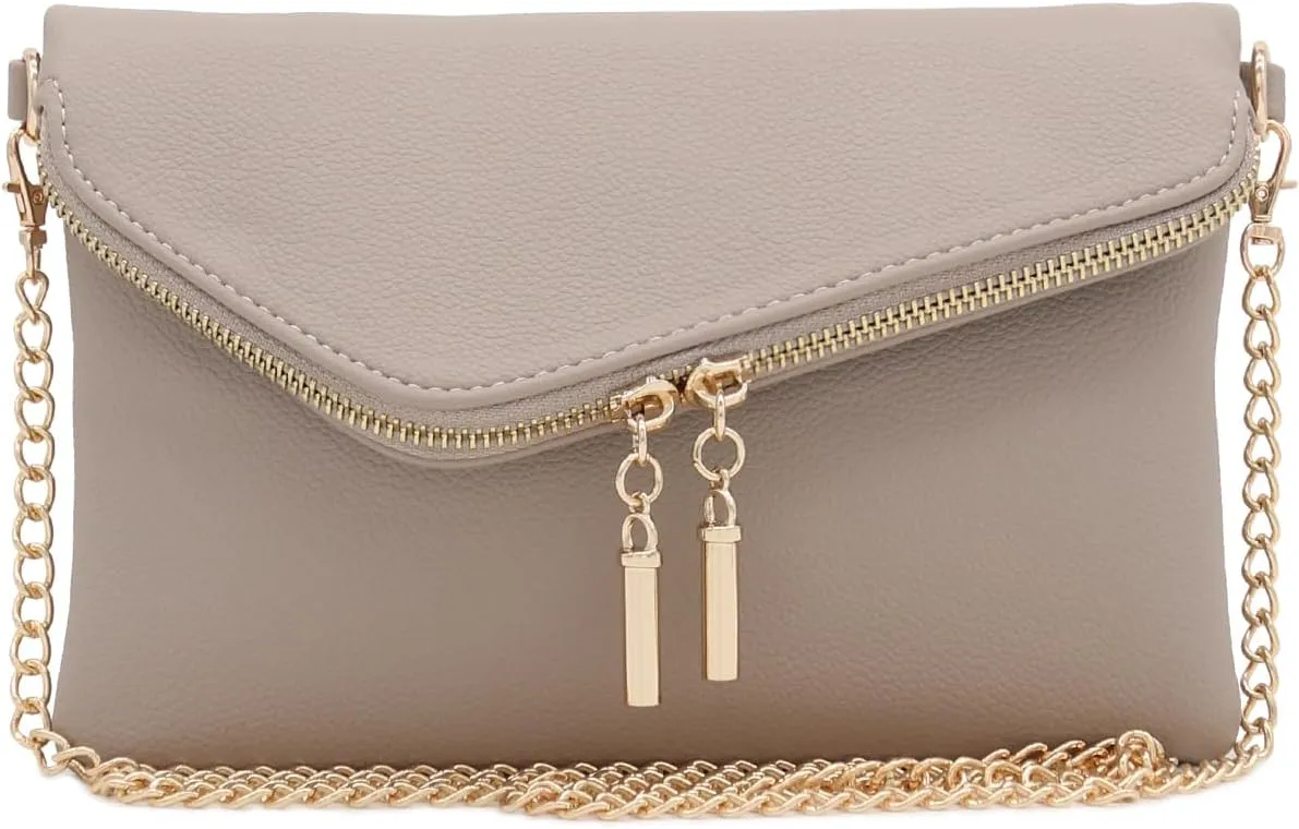 FashionPuzzle Envelope Wristlet Clutch Crossbody Bag with Chain Strap