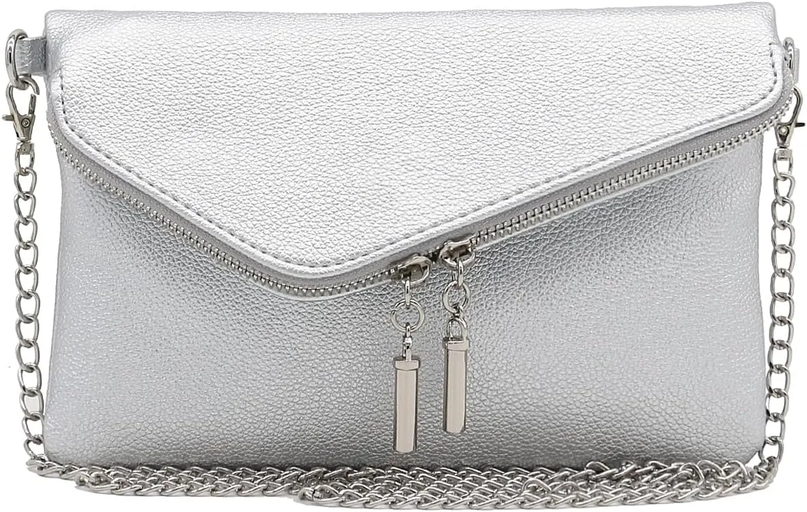 FashionPuzzle Envelope Wristlet Clutch Crossbody Bag with Chain Strap