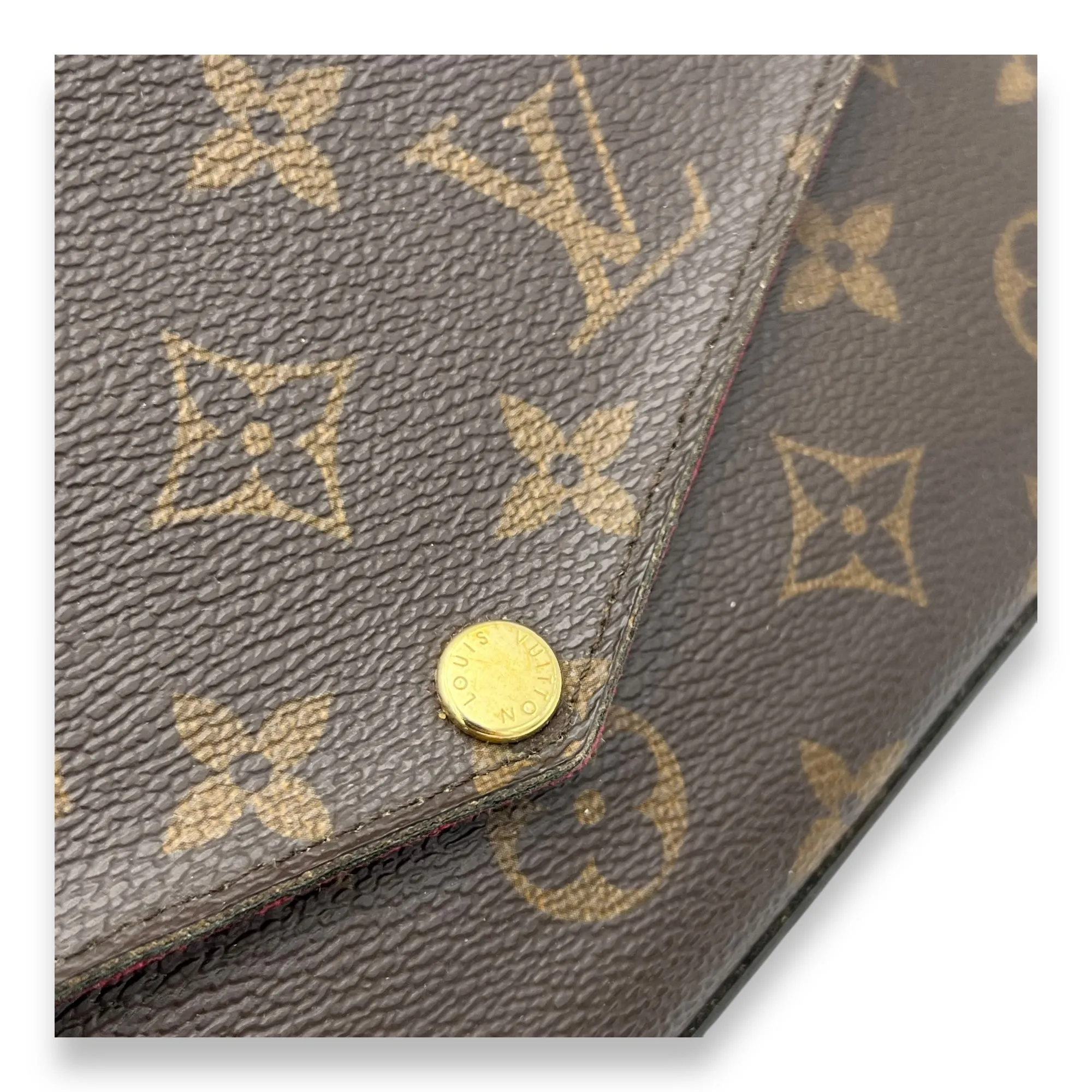 Felicie Crossbody Bag Brown in Monogram Coated Canvas, Gold hardware
