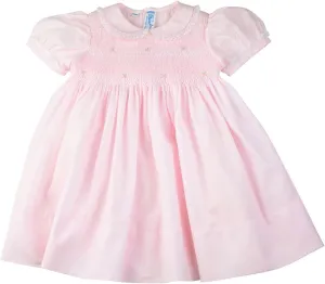 Feltman Brothers Dress Girls Pink Smocked Dress with Lace Trim Infant (18 Months)