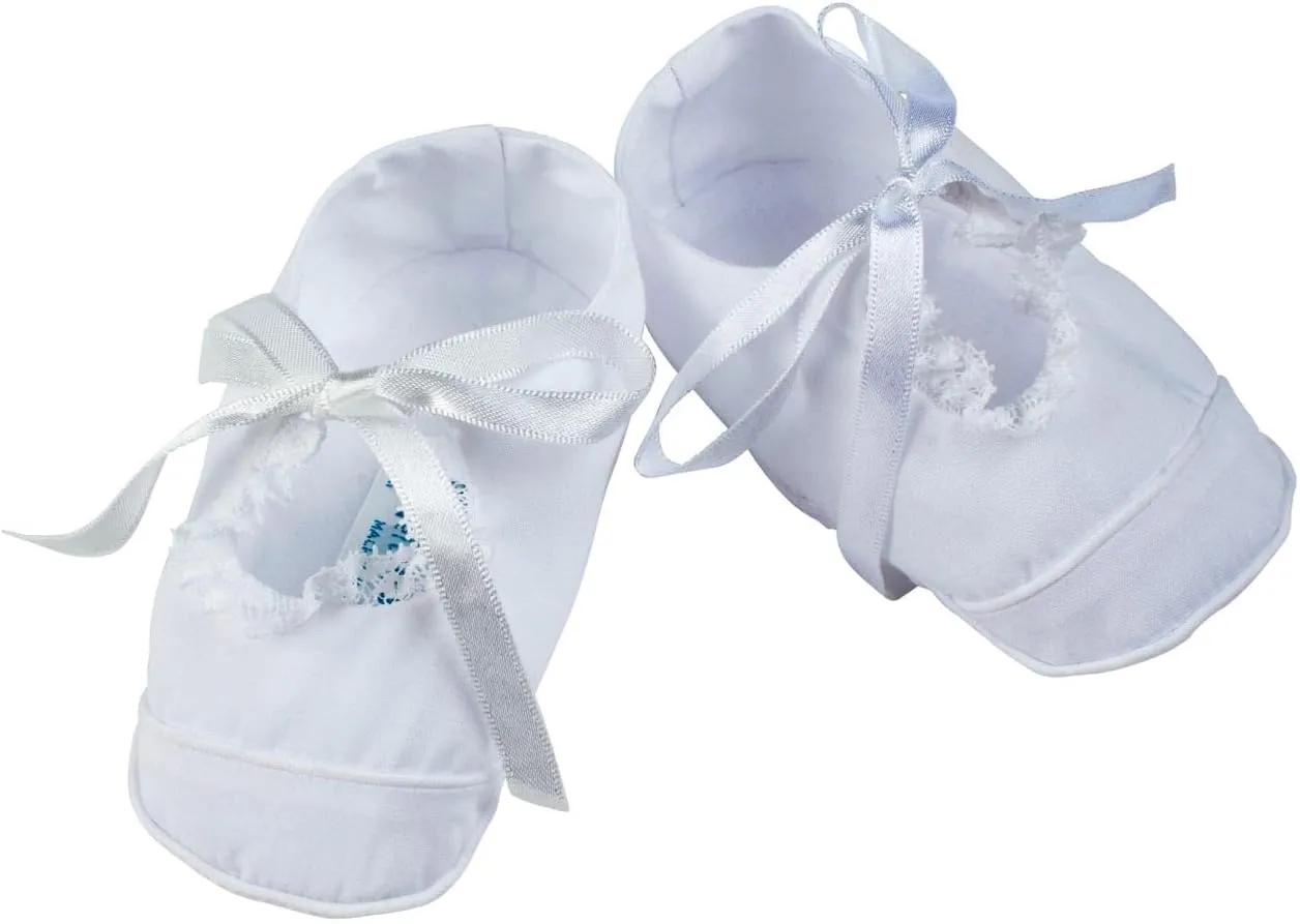 Feltman Brothers White Lace Trimmed Baby Girl Booties, 0-9m