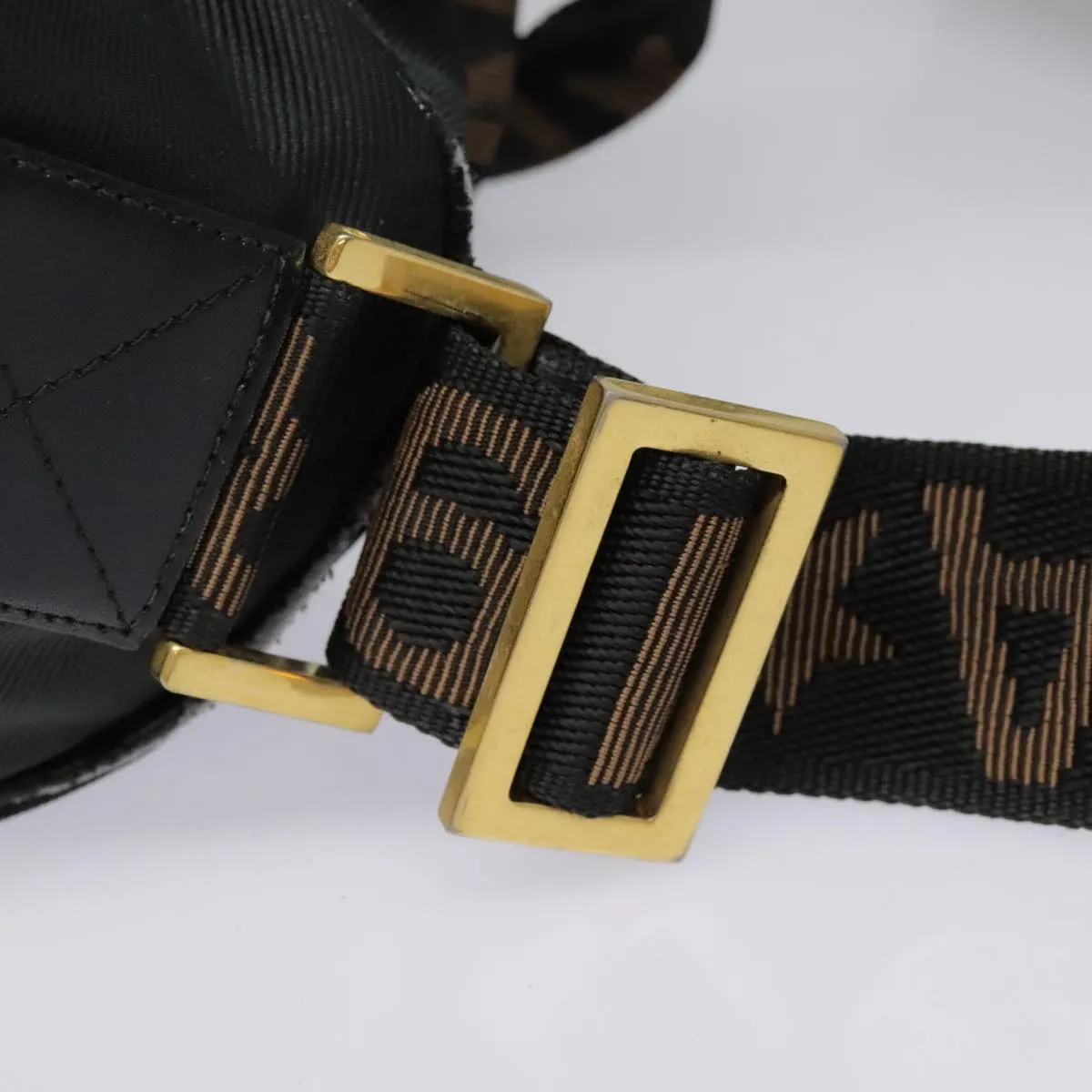 FENDI Boston Bag Nylon 2way Black Gold bs18016