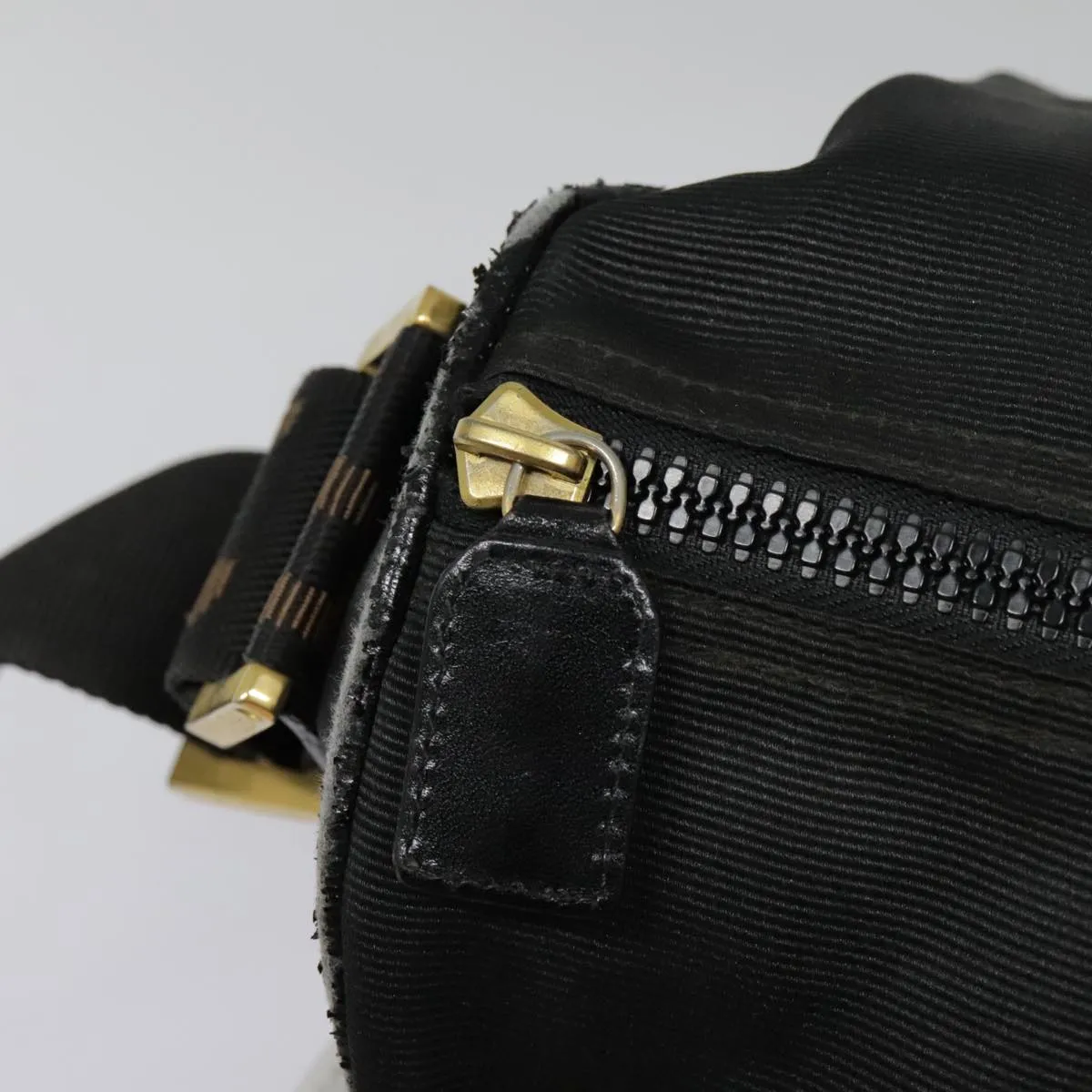 FENDI Boston Bag Nylon 2way Black Gold bs18016