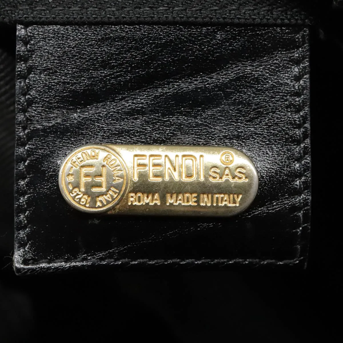 FENDI Boston Bag Nylon 2way Black Gold bs18016