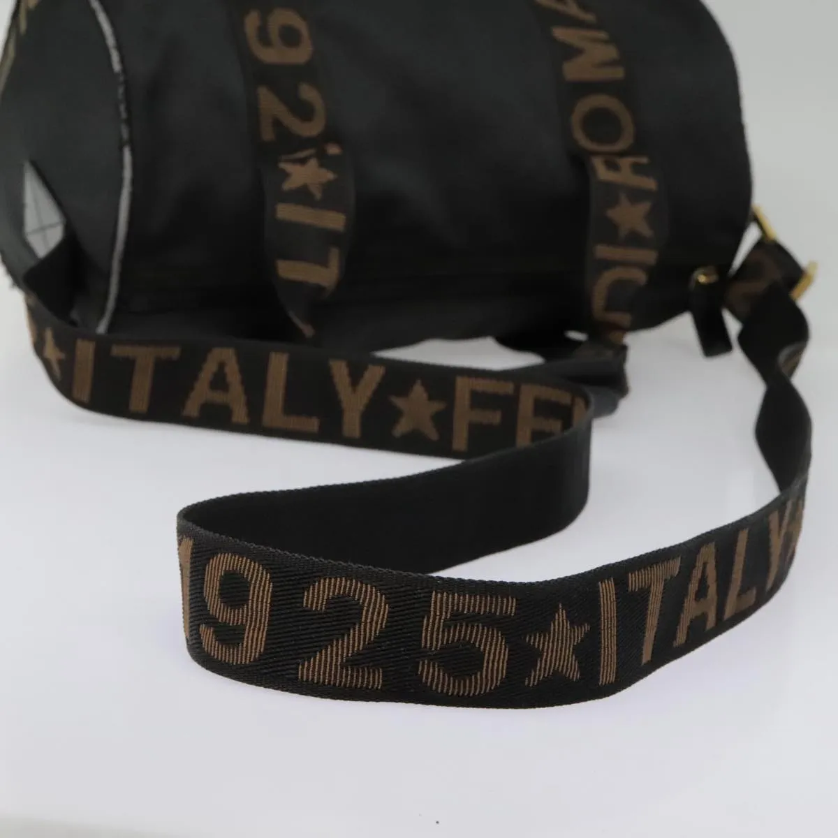 FENDI Boston Bag Nylon 2way Black Gold bs18016